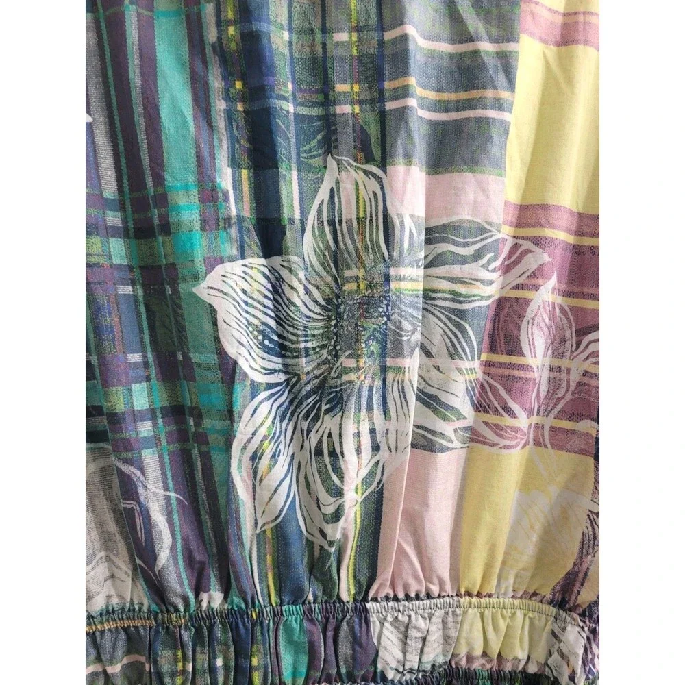 Anthropologie Pastel Plaid & Floral Tiered Maxi Dress - Picture 14 of 14